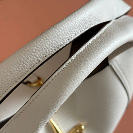 SOFTBIT MAXI SHOULDER BAG 46 IN WHITE GRAINY LAMBSKIN