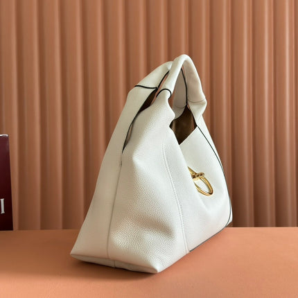 SOFTBIT MAXI SHOULDER BAG 46 IN WHITE GRAINY LAMBSKIN