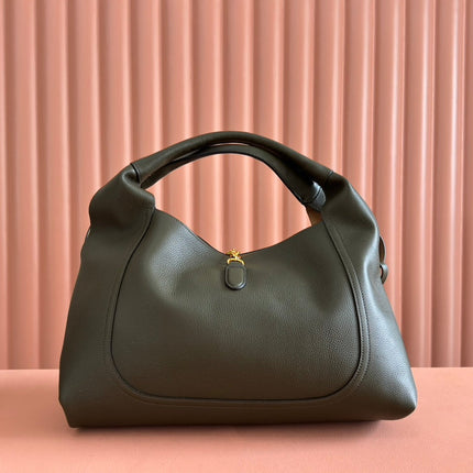 SOFTBIT MAXI SHOULDER BAG 46 IN DARK GREEN GRAINY LAMBSKIN