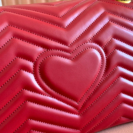 MARMONT SHOULDER BAG 31 IN RED CALFSKIN GOLD CHAIN