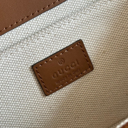 GO SMALL SHOULDER BAG 21.5 IN BLUE DENIM BROWN CALFSKIN