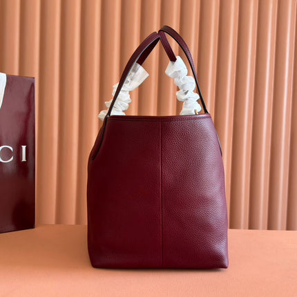 MEDIUM TOTISSIMA REVERSIBLE TOTE BAG 30 IN ROSSO ANCORA RED CALFSKIN BEIGE AND BROWN GG CANVAS ON SIDE