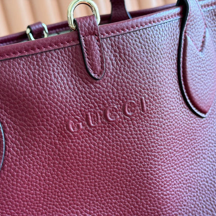 MEDIUM TOTISSIMA REVERSIBLE TOTE BAG 30 IN ROSSO ANCORA RED CALFSKIN BEIGE AND BROWN GG CANVAS ON SIDE