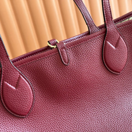 MEDIUM TOTISSIMA REVERSIBLE TOTE BAG 30 IN ROSSO ANCORA RED CALFSKIN BEIGE AND BROWN GG CANVAS ON SIDE