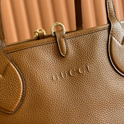 MEDIUM TOTISSIMA REVERSIBLE TOTE BAG 30 IN BROWN CALFSKIN BEIGE AND BROWN GG CANVAS ON SIDE