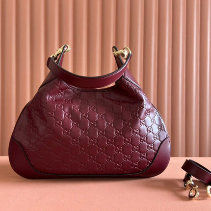 MEDIUM B SHOULDER BAG 42 IN ROSSO ANCORA RED GG EMBOSSED CALFSKIN