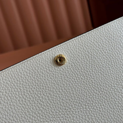 SOFTBIT CONTINENTAL WALLET 19 IN WHITE GRAINY CALFSKIN GOLD HARDWARE