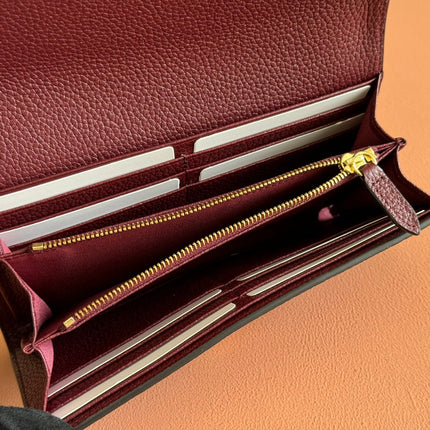 SOFTBIT CONTINENTAL WALLET 19 IN ROSSO ANCORA RED CALFSKIN GOLD HARDWARE