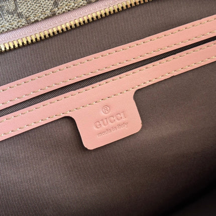 MEDIUM TOTE BAG 38 IN BEIGE AND BROWN GG COATED FABRIC PINK CALFSKIN