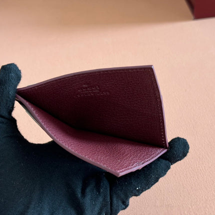 GG CARD CASE 10 BICOLOR IN GREY AND RED GG CALFSKIN