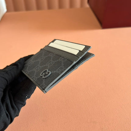 GG CARD CASE 10 IN GREY GG CALFSKIN