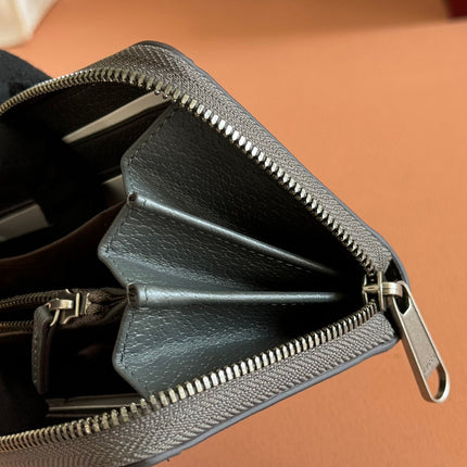 OPHIDIA ZIP AROUND WALLET 19 IN DARK GREY COATED FABRIC AND CALFSKIN