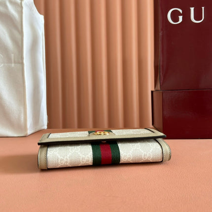 OPHIDIA WALLET ON CHAIN 19 IN BEIGE AND WHITE COATED FABRIC OATMEAL CALFSKIN