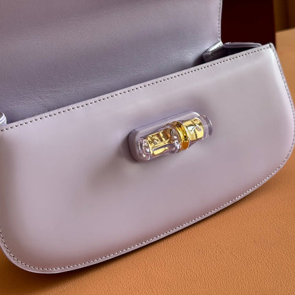 BAMBOO DIVE MEDIUM BAG 27 IN LILAC CALFSKIN RESIN BRASS BAMBOO-SHAPED HARDWARE