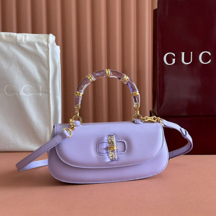 BAMBOO DIVE MEDIUM BAG 27 IN LILAC CALFSKIN RESIN BRASS BAMBOO-SHAPED HARDWARE