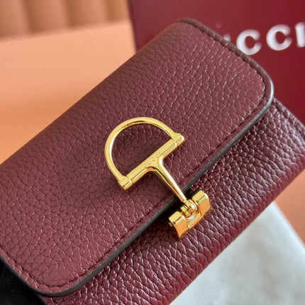 SOFTBIT CARD CASE 10.5 IN ROSSO ANCORA RED GRAINY CALFSKIN GOLD HARDWARE