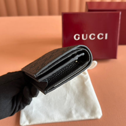 EMBLEM MINI WALLET 11 IN BLACK GG GRAINY CALFSKIN