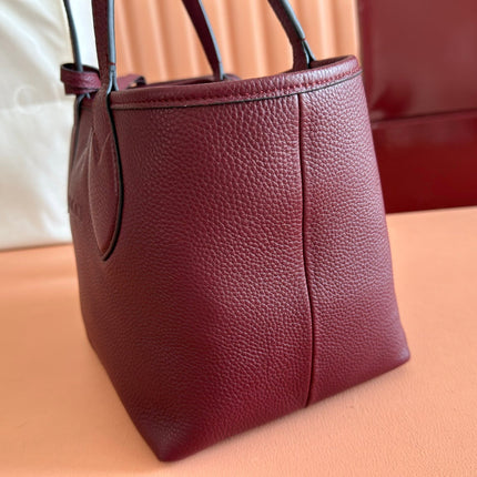 SMALL TOTISSIMA REVERSIBLE TOTE BAG 21 IN ROSSO ANCORA RED CALFSKIN BROWN BEIGE GG CANVAS