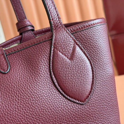 SMALL TOTISSIMA REVERSIBLE TOTE BAG 21 IN ROSSO ANCORA RED CALFSKIN BROWN BEIGE GG CANVAS