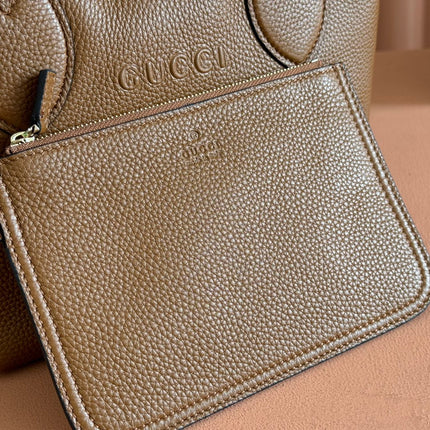 SMALL TOTISSIMA REVERSIBLE TOTE BAG 21 IN BROWN CALFSKIN BEIGE AND BROWN GG CANVAS ON SIDE