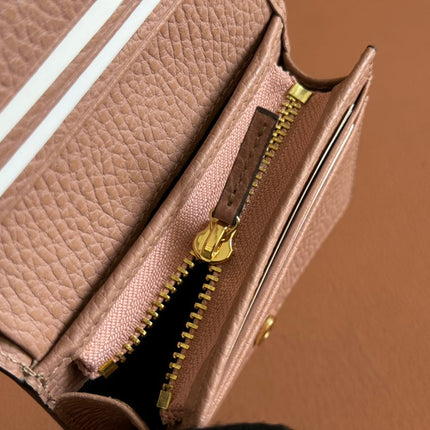 MARMONT BI-COLOUR CARD CASE WALLET 11 IN BEIGE EBONY GG CANVAS PINK CALFSKIN