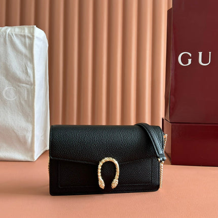 GUCCI 25S DIONYSUS WALLET ON CHAIN 20 IN BLACK CALFSKIN