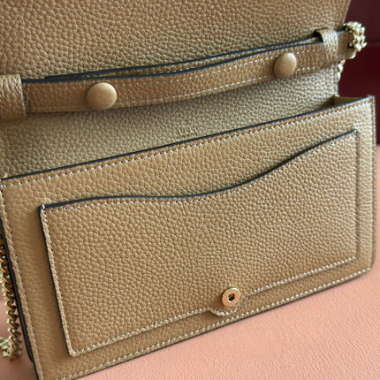 GUCCI 25S DIONYSUS WALLET ON CHAIN 20 IN BROWN CALFSKIN