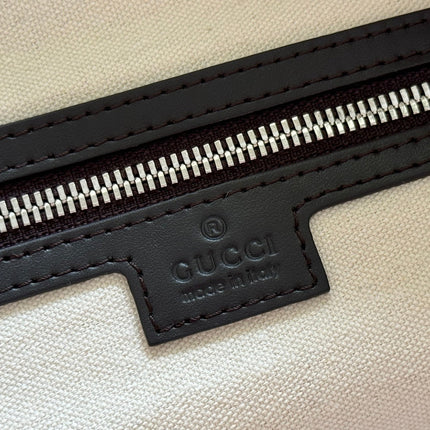 GUCCI 25S OPHIDIA MEDIUM DUFFLE BAG 44 IN BEIGE CANVAS AND BROWN CALFSKIN