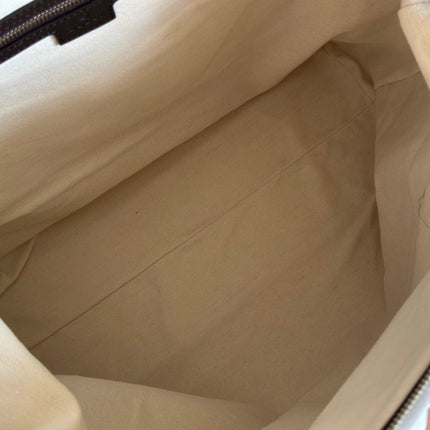 GUCCI 25S OPHIDIA MEDIUM DUFFLE BAG 44 IN BEIGE CANVAS AND BROWN CALFSKIN