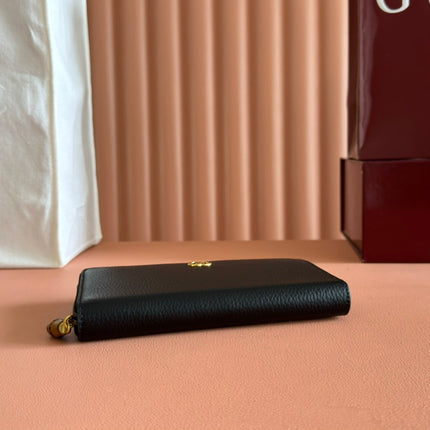 GG 25S MARMONT WALLET 19 IN BLACK CALFSKIN GOLD HARDWARE