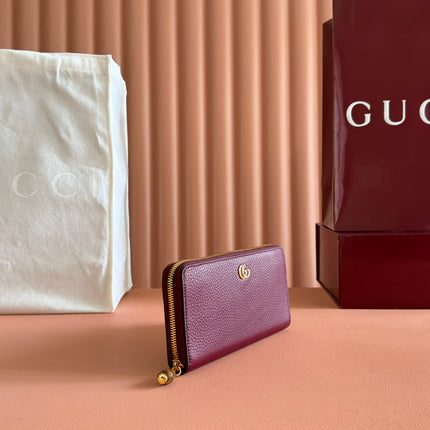 GG 25S MARMONT WALLET 19 IN RED CALFSKIN GOLD HARDWARE