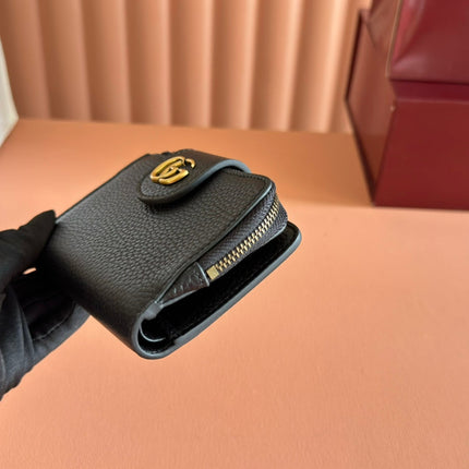 GG 25S MARMONT WALLET 13 IN BLACK CALFSKIN GOLD HARDWARE