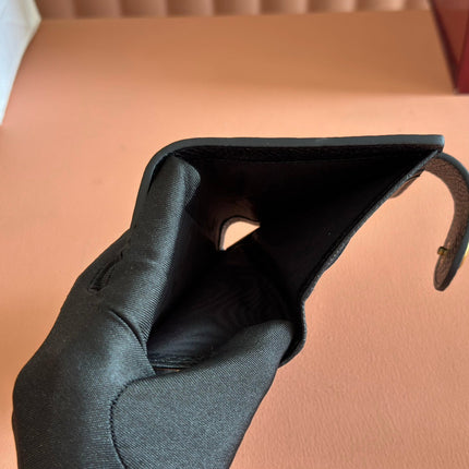 GG 25S MARMONT WALLET 13 IN BLACK CALFSKIN GOLD HARDWARE