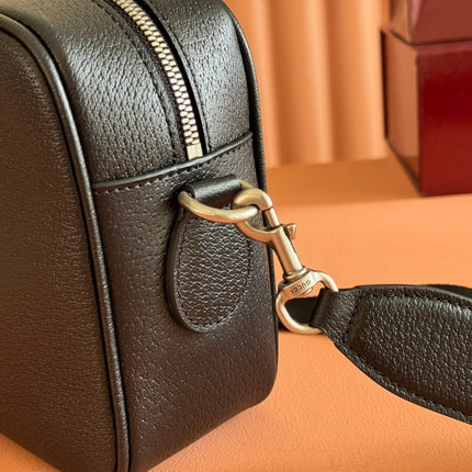 GUCCI 25S OPHIDIA CROSSBODY BAG 28 IN BLACK CALFSKIN