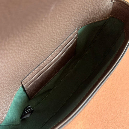 GUCCI 25S OPHIDIA MINI BAG 20 IN BEIGE CANVAS AND BROWN CALFSKIN