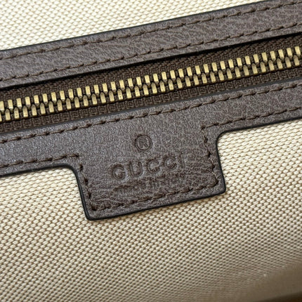 GUCCI 25S OPHIDIA MEDIUM CROSSBODY BAG 28 IN BEIGE CANVAS AND BROWN CALFSKIN