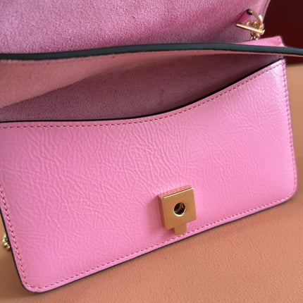 GUCCI 25S DIONYSUS WALLET ON CHAIN 17 IN PINK GLOSSY CALFSKIN