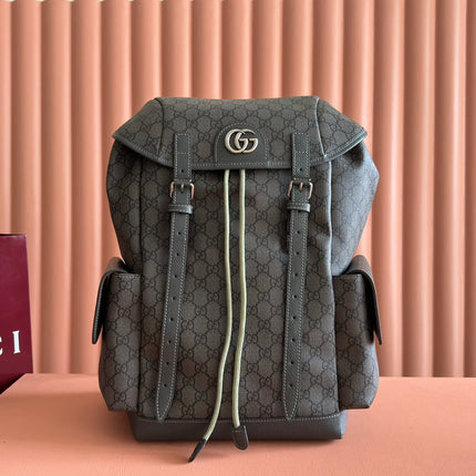 GUCCI 25S OPHIDIA MEDIUM BACKPACK 40 IN GREEN GRAY CALFSKIN