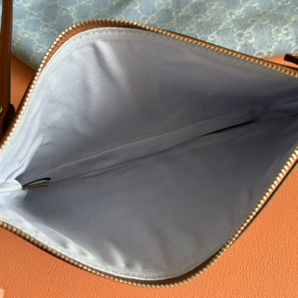 GUCCI 25S TOTISSIMA LARGE TOTE BAG 30 IN BLUE AND WHITE CANVAS