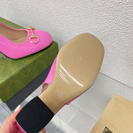 GG WOMEN'S HORSEBIT SLINGBACK 95MM IN FUSICA PINK CALFSKIN