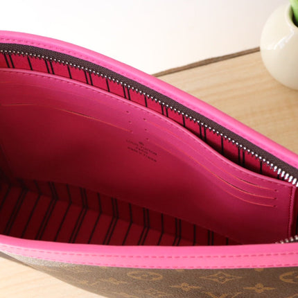 LV 25S POCHETTE VOYAGE 26 IN PONDICHERY PINK MONOGRAM MACASSAR COATED CANVAS