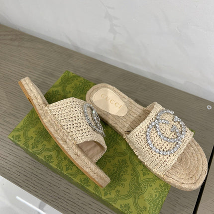 GG INTERLOCKING G ESPADRILLE CREAM FABRIC