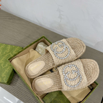 GG INTERLOCKING G ESPADRILLE CREAM FABRIC