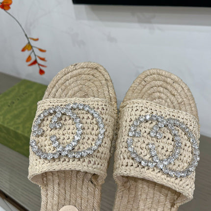 GG INTERLOCKING G ESPADRILLE CREAM FABRIC
