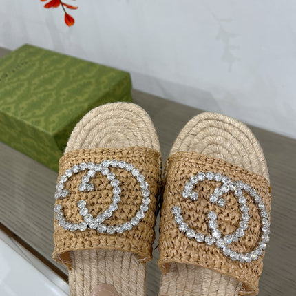 GG INTERLOCKING G ESPADRILLE COPPER FABRIC