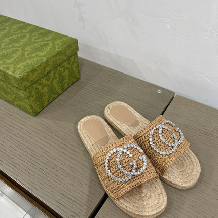 GG INTERLOCKING G ESPADRILLE COPPER FABRIC