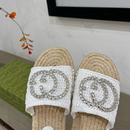 GG INTERLOCKING G ESPADRILLE WHITE FABRIC