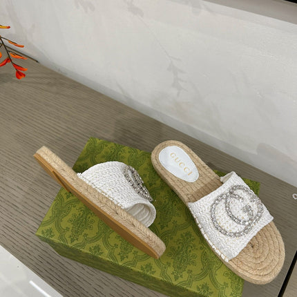 GG INTERLOCKING G ESPADRILLE WHITE FABRIC
