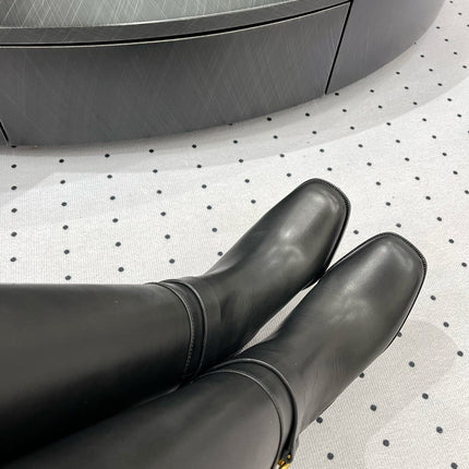 JUSTINE BOOT 6 CM IN BLACK CALFSKIN