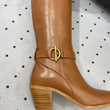 JUSTINE BOOT 6 CM IN BRONZE BROWN CALFSKIN